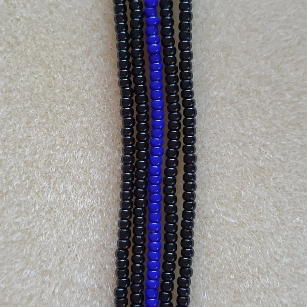 Seed Bead Stack Stretch Bracelets "Blue Line" - Picture 15 of 16